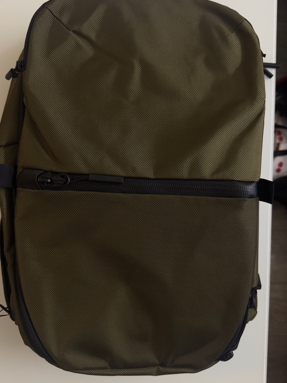 Men's Olive Backpack with Front Zip Pocket